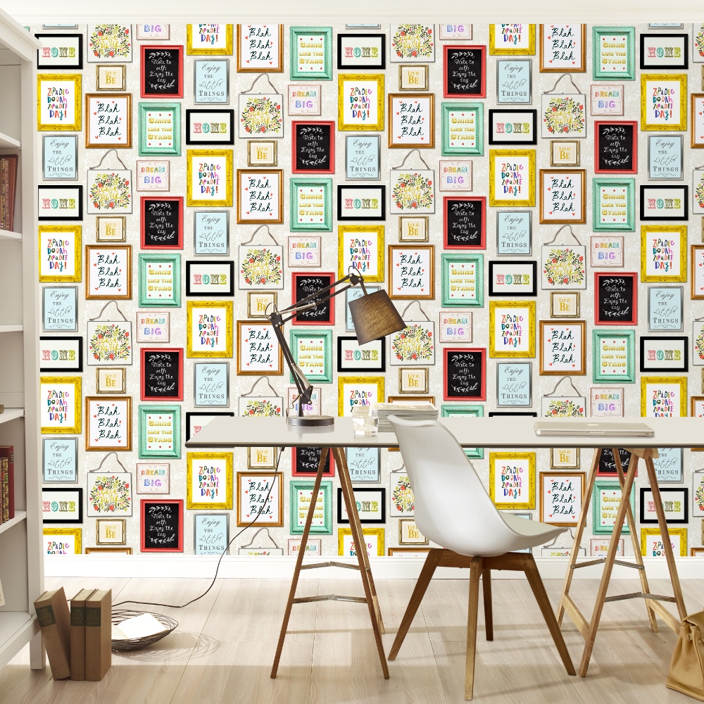 Rasch Picture Photo Frame Pattern Colourful Typography - Rasch Casablanca , HD Wallpaper & Backgrounds