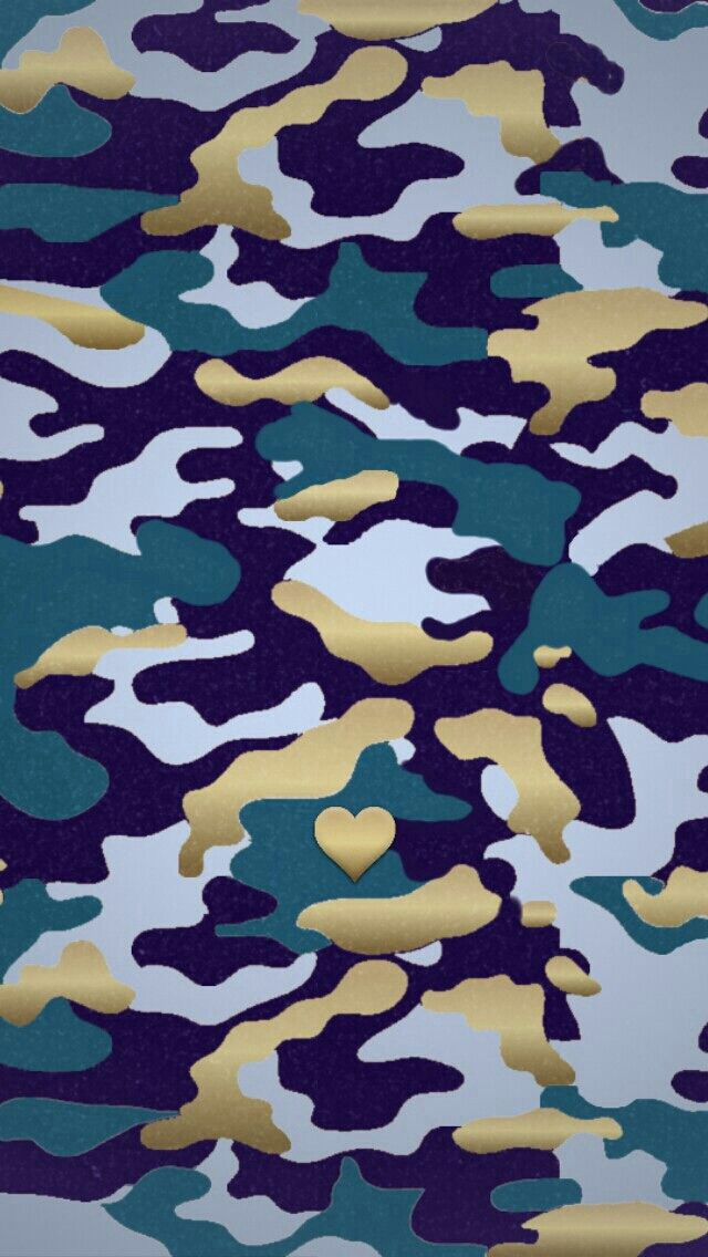 Navy Blue Gold Heart Camoflage Camo Iphone Phone Background - Black And Gold Camouflage , HD Wallpaper & Backgrounds