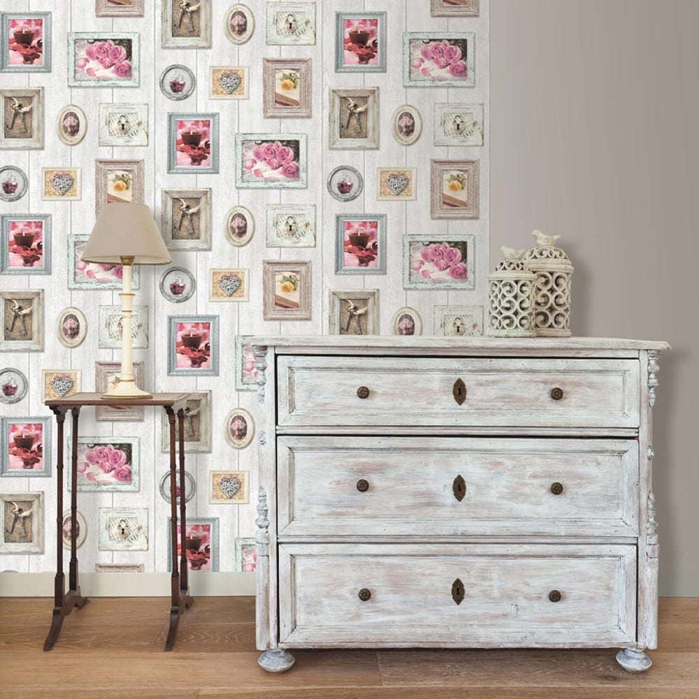 Muriva Wood Beam Picture Frame Pattern Wallpaper Heart - Bilderrahmen Tapete , HD Wallpaper & Backgrounds