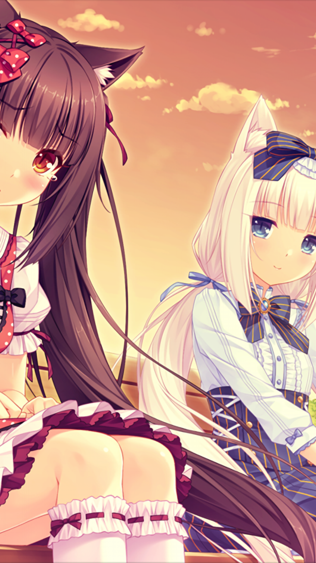 Nekopara, Chocola, Sayori, Tears, Sunset, Sitting, - Anime Chocola X Vanilla , HD Wallpaper & Backgrounds