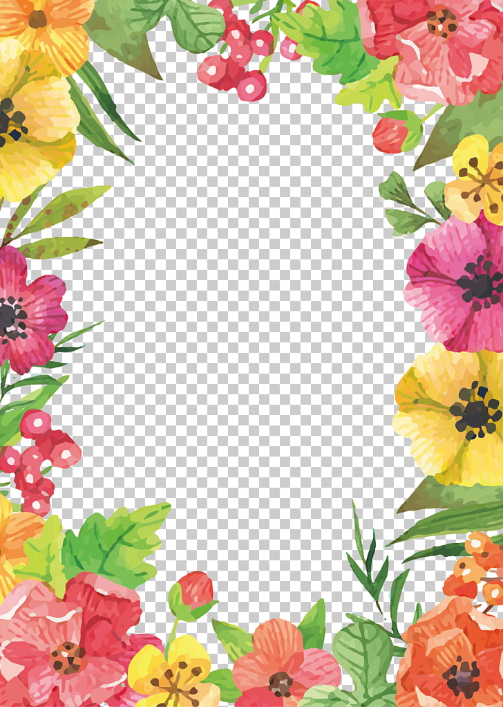 Flower , Watercolor Flowers Border, Floral Frame With - Background Watercolor Flower Border , HD Wallpaper & Backgrounds