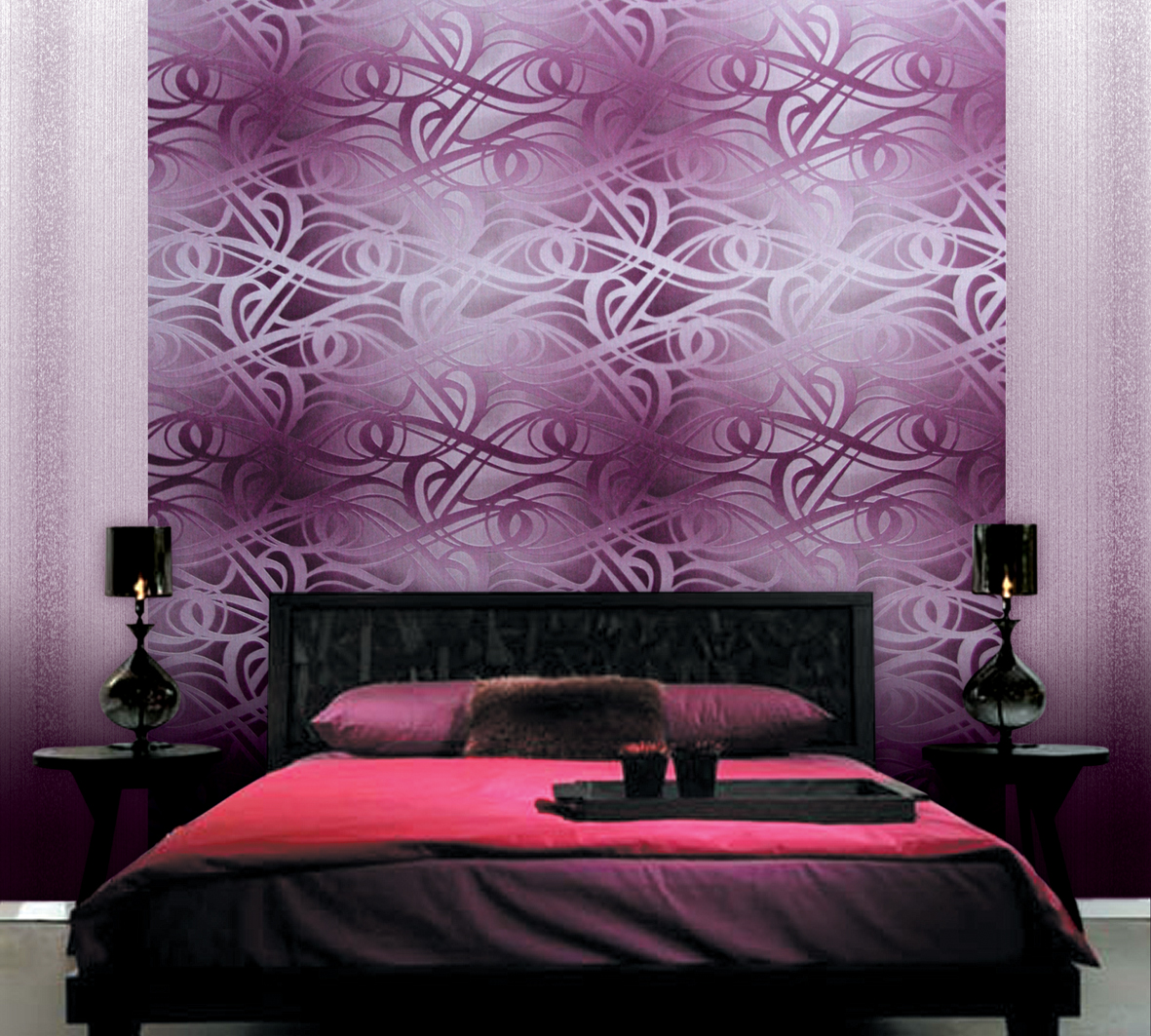 Wonderful Decorating With Wallpaper Accent Wall Purple - Bedroom Purple Wall Paper , HD Wallpaper & Backgrounds