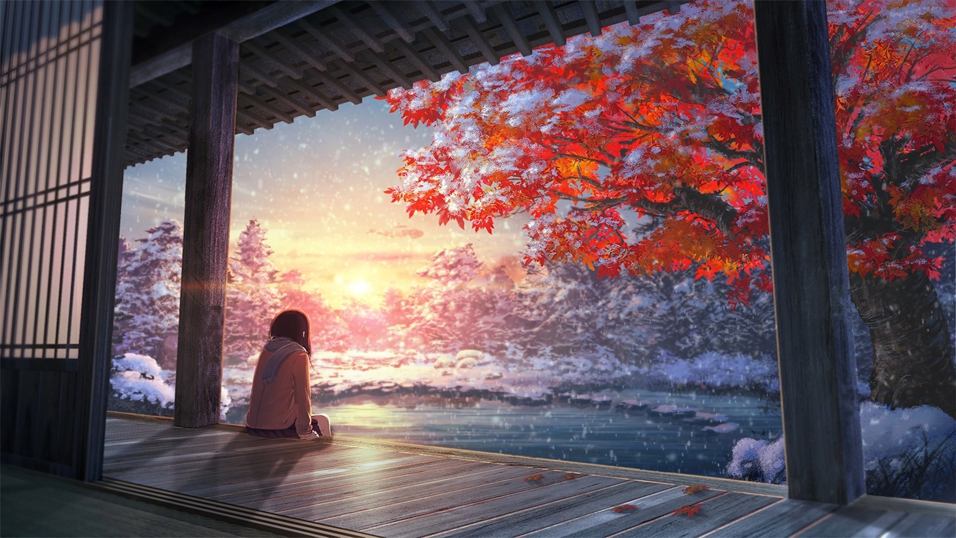 Anime Landscape Wallpaper 492109 - Old Japanese House Anime , HD Wallpaper & Backgrounds