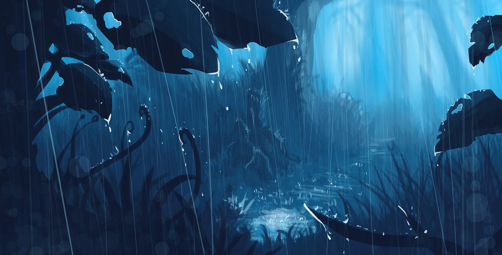 Anime Scenery Wallpaper - Rain At Night In Forest , HD Wallpaper & Backgrounds