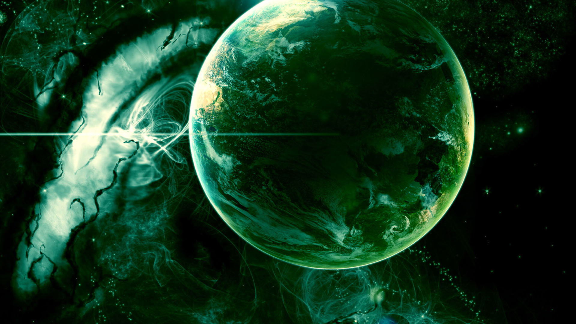 Green Galaxy Wallpaper 1080p , HD Wallpaper & Backgrounds