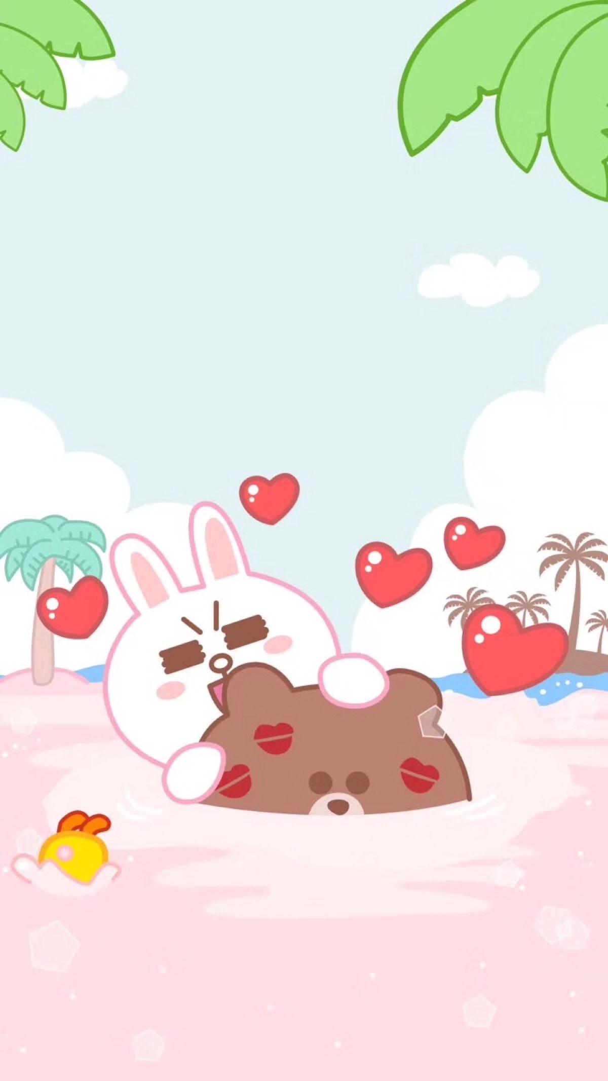 Friends - Brown Bear And Cony Bunny , HD Wallpaper & Backgrounds