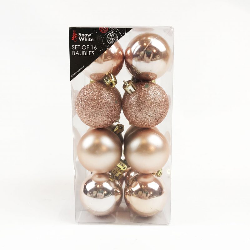 Christmas Tree Baubles Pack Of 16 Rose Gold - Christmas Ornament , HD Wallpaper & Backgrounds