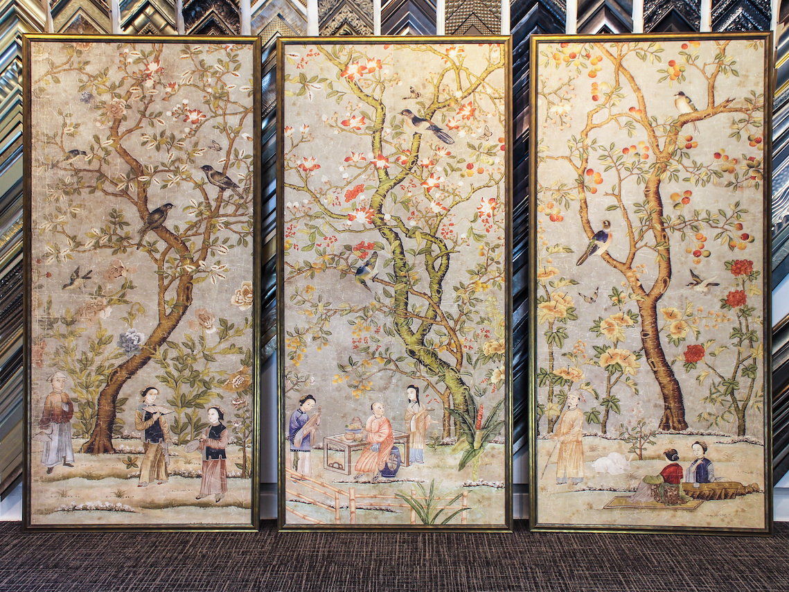 Triptych Wall Art Custom Framed Wallpaper Panels - Floral Design , HD Wallpaper & Backgrounds