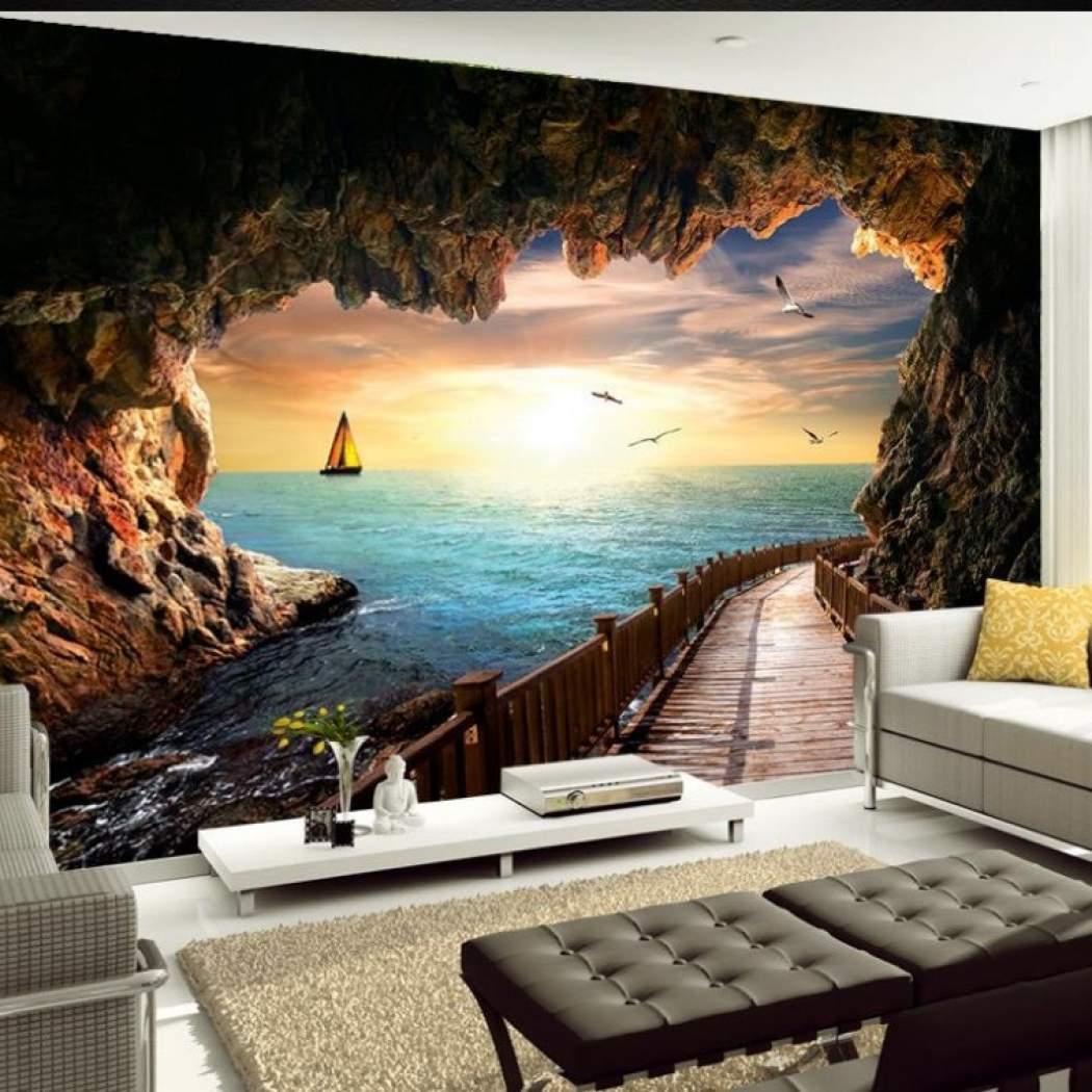 Cave Seascape Beautiful Sunset Landscape 3d Wallpaper - Fototapete Meer 3d , HD Wallpaper & Backgrounds