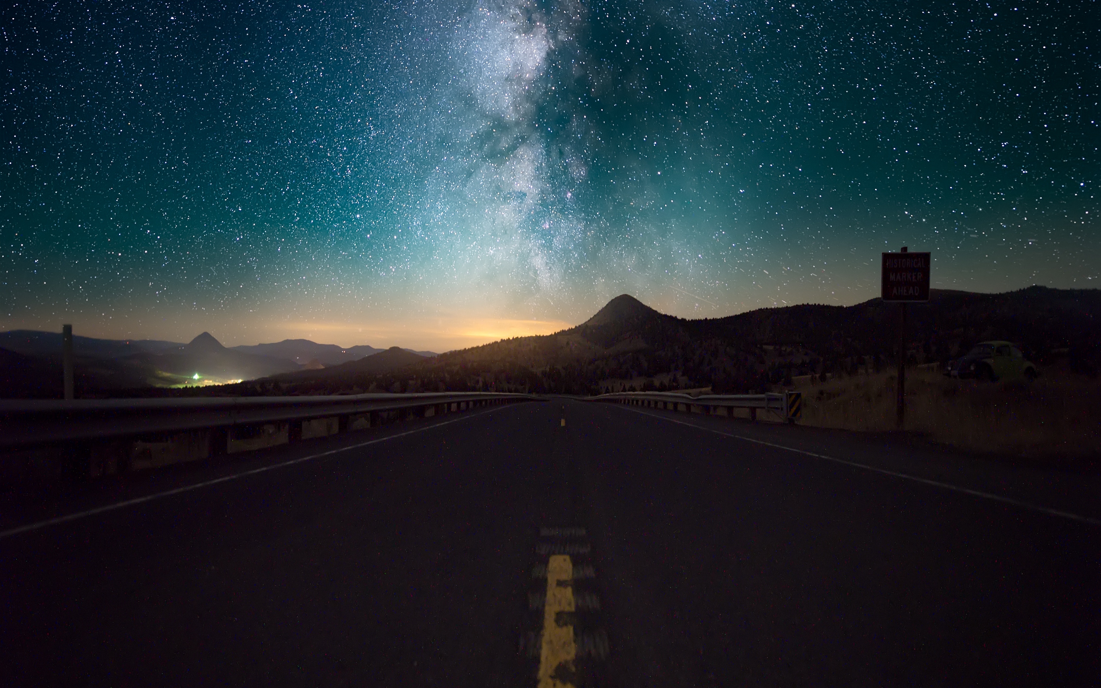 Wallpaper Starry Sky, Horizon, Night, Road , HD Wallpaper & Backgrounds