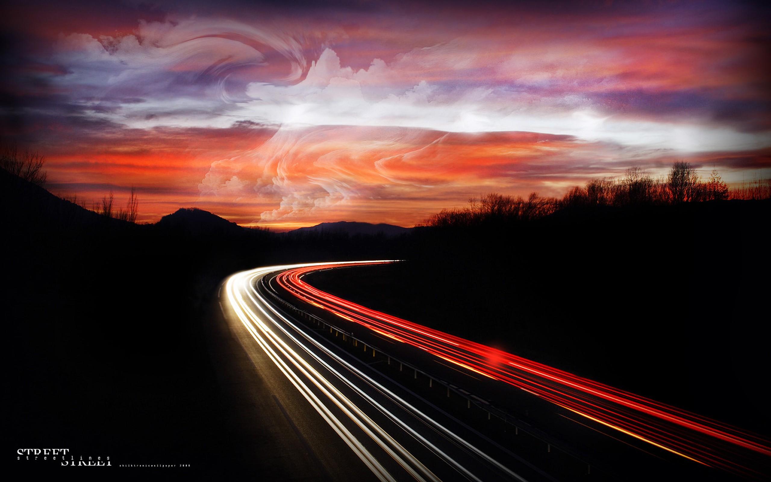 Download Wallpaper Evening Road Speed Highway, - Cars On Highway At Night , HD Wallpaper & Backgrounds