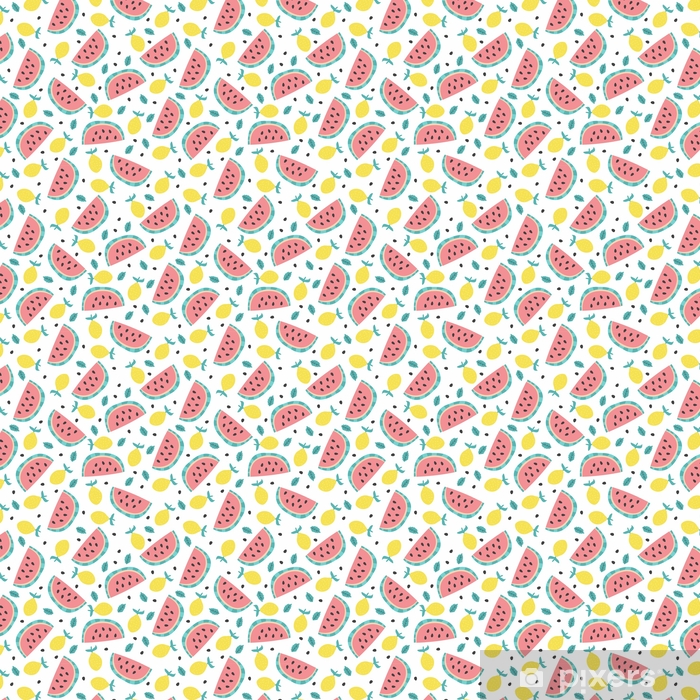 Seamless Vector Pattern With Watermelon, Lemon And - Lemon And Watermelon , HD Wallpaper & Backgrounds