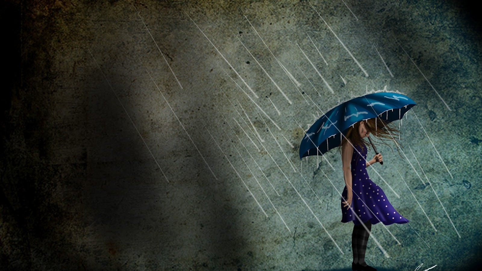 Lonely Sad Dog In The Rain Wallpaper - Sad Girl In The Rain , HD Wallpaper & Backgrounds
