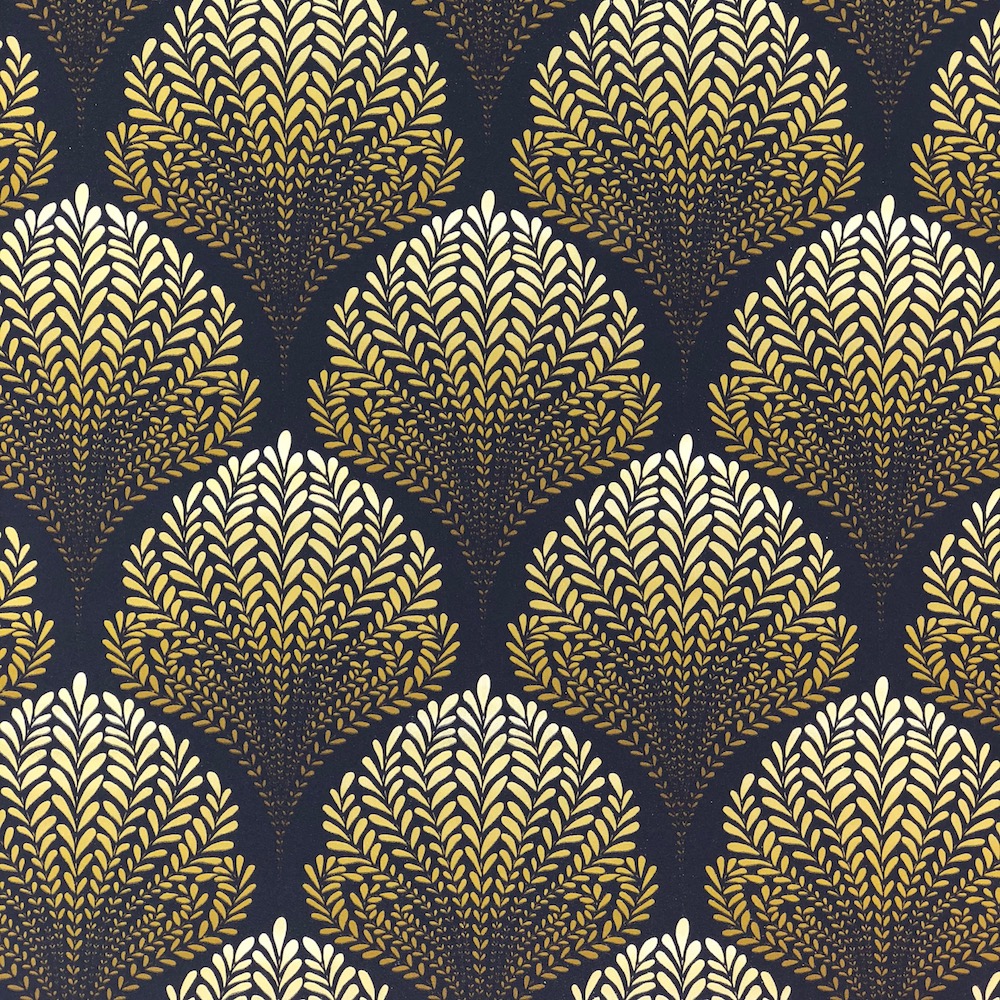 As Creation Palila Floral Black/gold Wallpaper 363106 - Black And Gold Art Deco , HD Wallpaper & Backgrounds