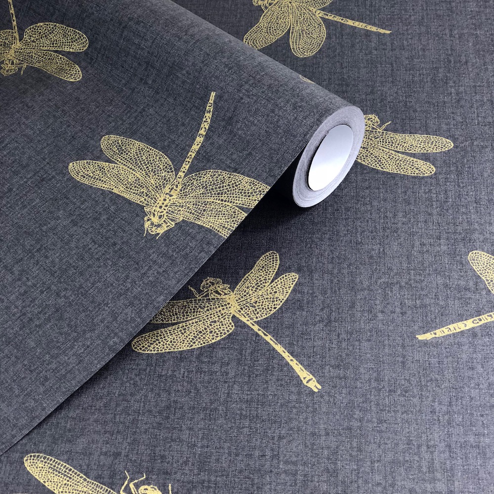 Private Walls Dragonfly Black/gold Wallpaper - Private Walls 35897 , HD Wallpaper & Backgrounds