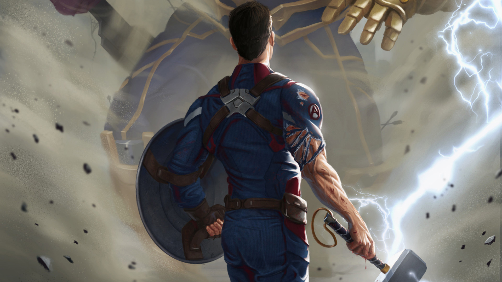 Captain America With Thor Hammer - Captain America Thors Hammer , HD Wallpaper & Backgrounds