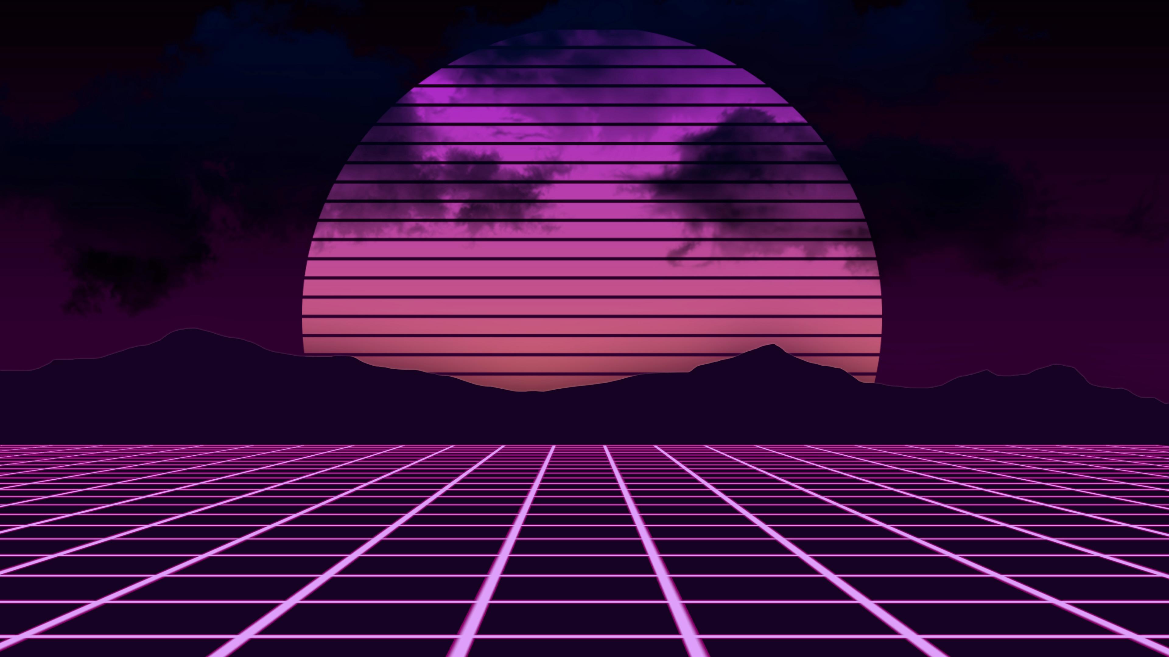 Landscape Portrait - Retro Wave Neon , HD Wallpaper & Backgrounds