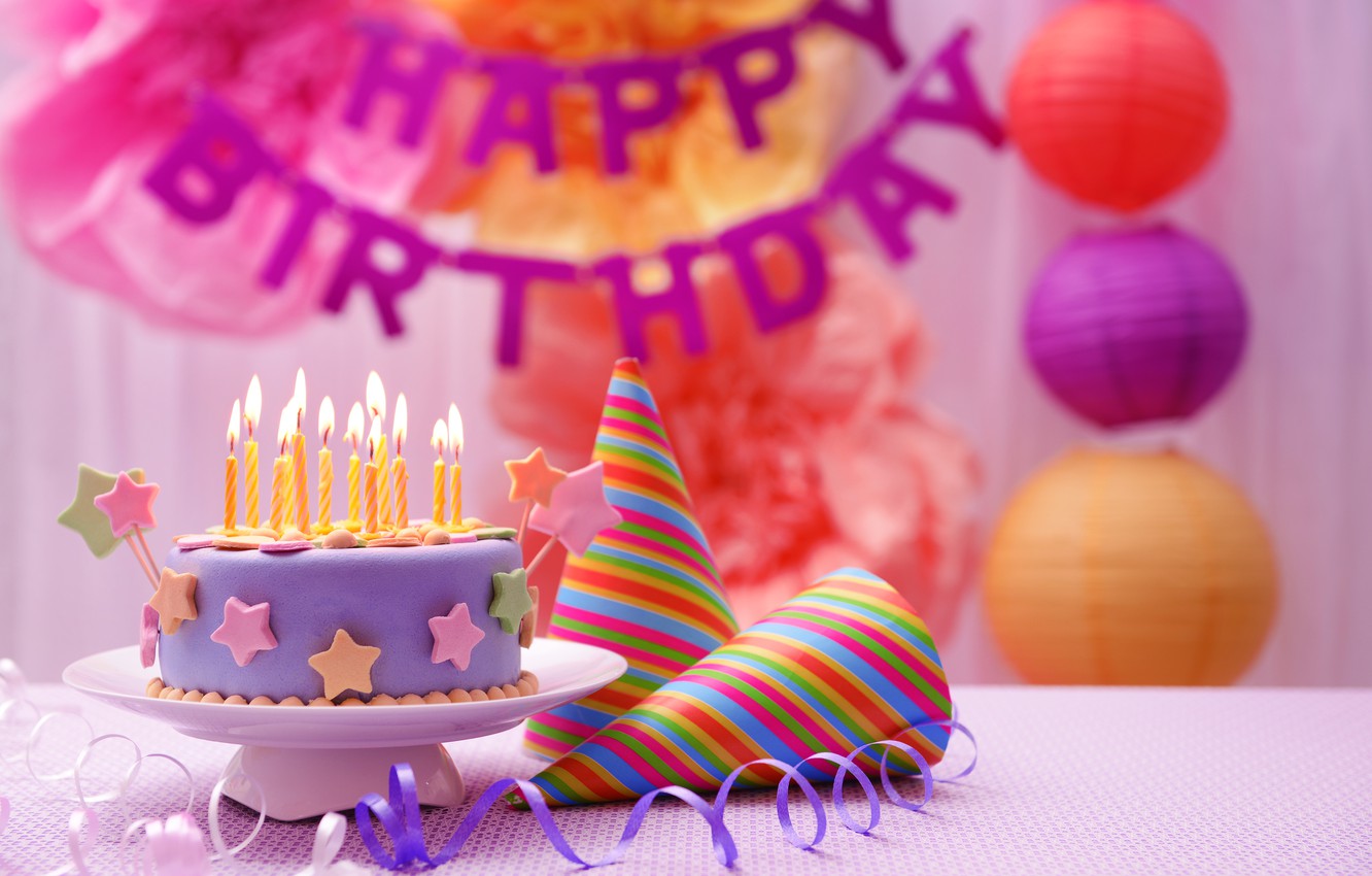 Photo Wallpaper Candles, Cake, Cake, Sweet, Decoration, - Birthday Decoration , HD Wallpaper & Backgrounds