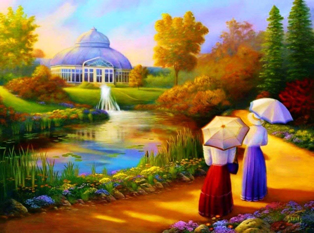 Lakes Pond Water Art House Nature Painting Hd Wallpaper - Painting Images Of Nature , HD Wallpaper & Backgrounds