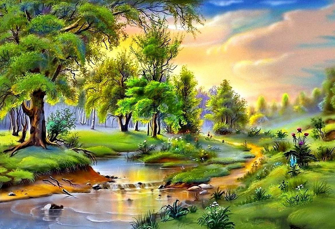 Mahalaxmi Art Nature Painted Landscape Wallpaper Most Beautiful