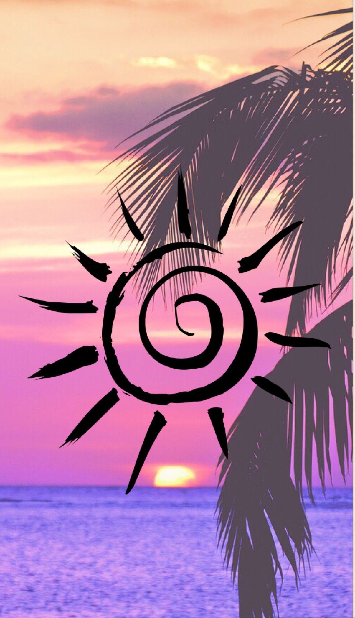 Pink Summer Edit By Me Post The Tumblr - Black And White Sun Png , HD Wallpaper & Backgrounds