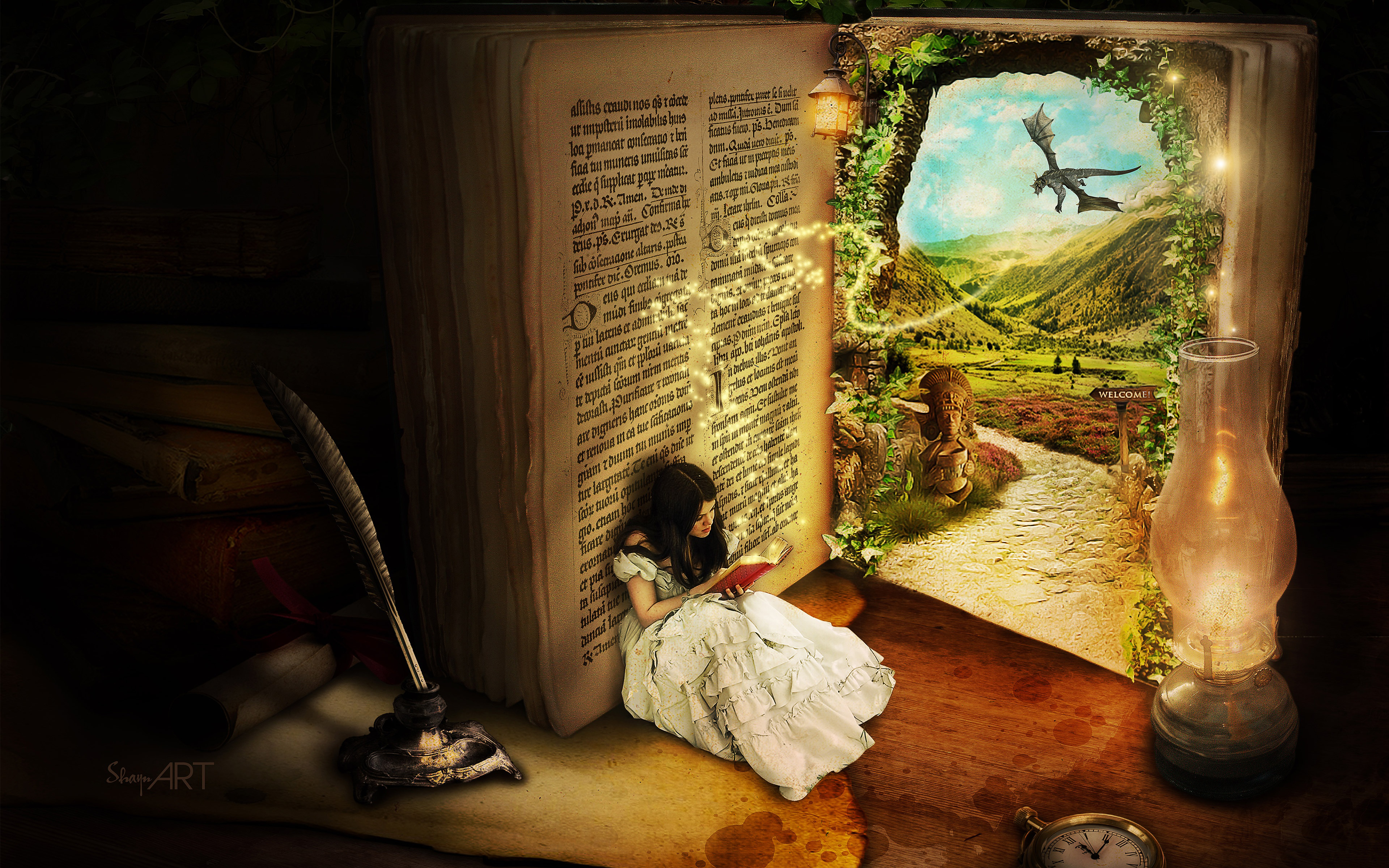 Girl Reading Fairy Tales Wallpaper , HD Wallpaper & Backgrounds