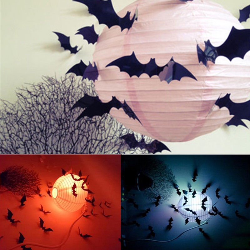 Prop Halloween Kap Lampu Kain Lace Motif Kelelawar - 3d Bat Wall Sticker , HD Wallpaper & Backgrounds