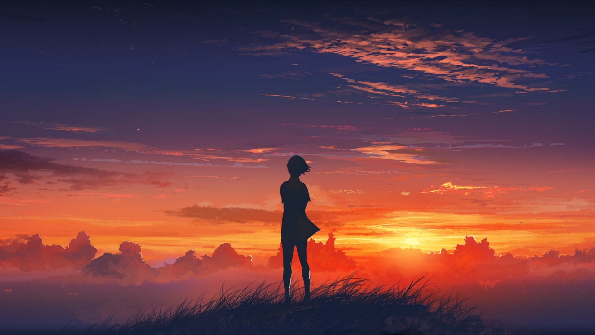 Pretty Sunset Wallpapers - Anime Sunset Art , HD Wallpaper & Backgrounds