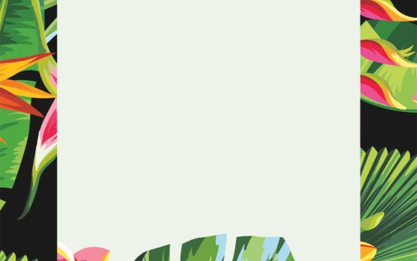 Tropical Flowers & Palm Leaves Iphone Wallpaper Border - Tropical Flower Wallpaper Iphone , HD Wallpaper & Backgrounds