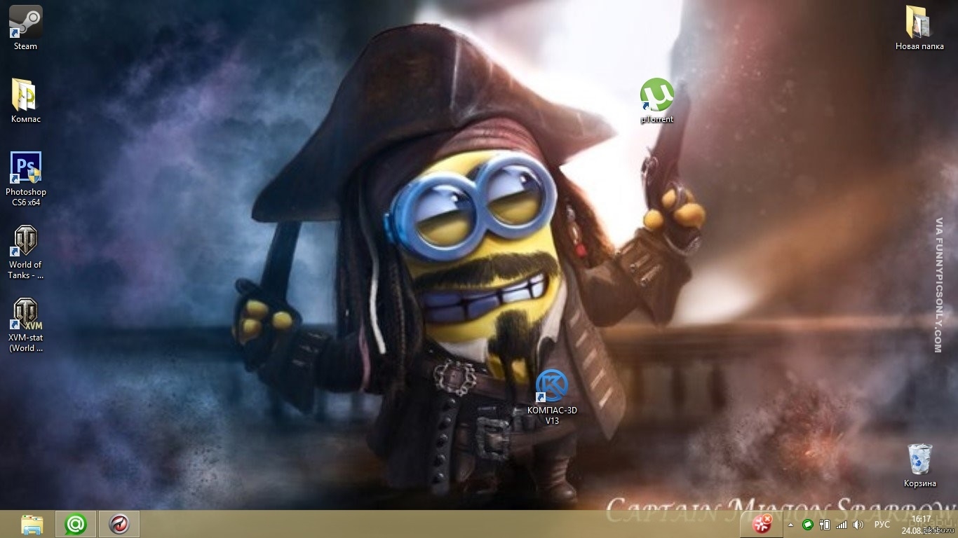 Funny And Creative Uses Of Desktop Wallpapers - Pirates Of The Caribbean Minion , HD Wallpaper & Backgrounds