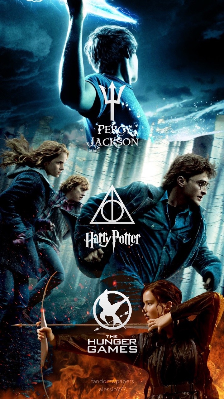 “multi Fandom Wallpaper ” - Percy Jackson Harry Potter Hunger Games , HD Wallpaper & Backgrounds