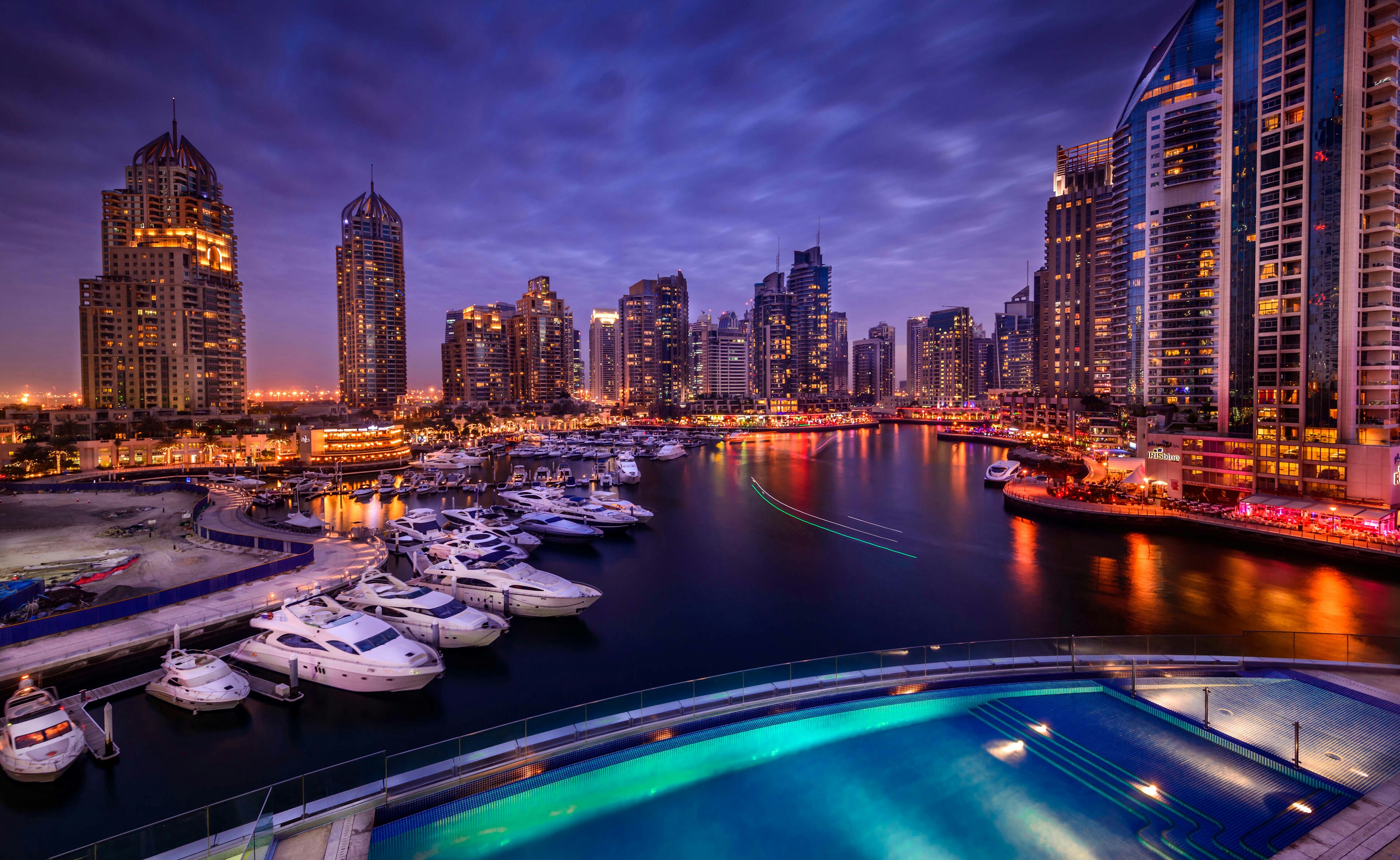 #4k, #dubai Marina, #canal City, #nightscape - Full Hd Dubai Dextop Walpaper , HD Wallpaper & Backgrounds