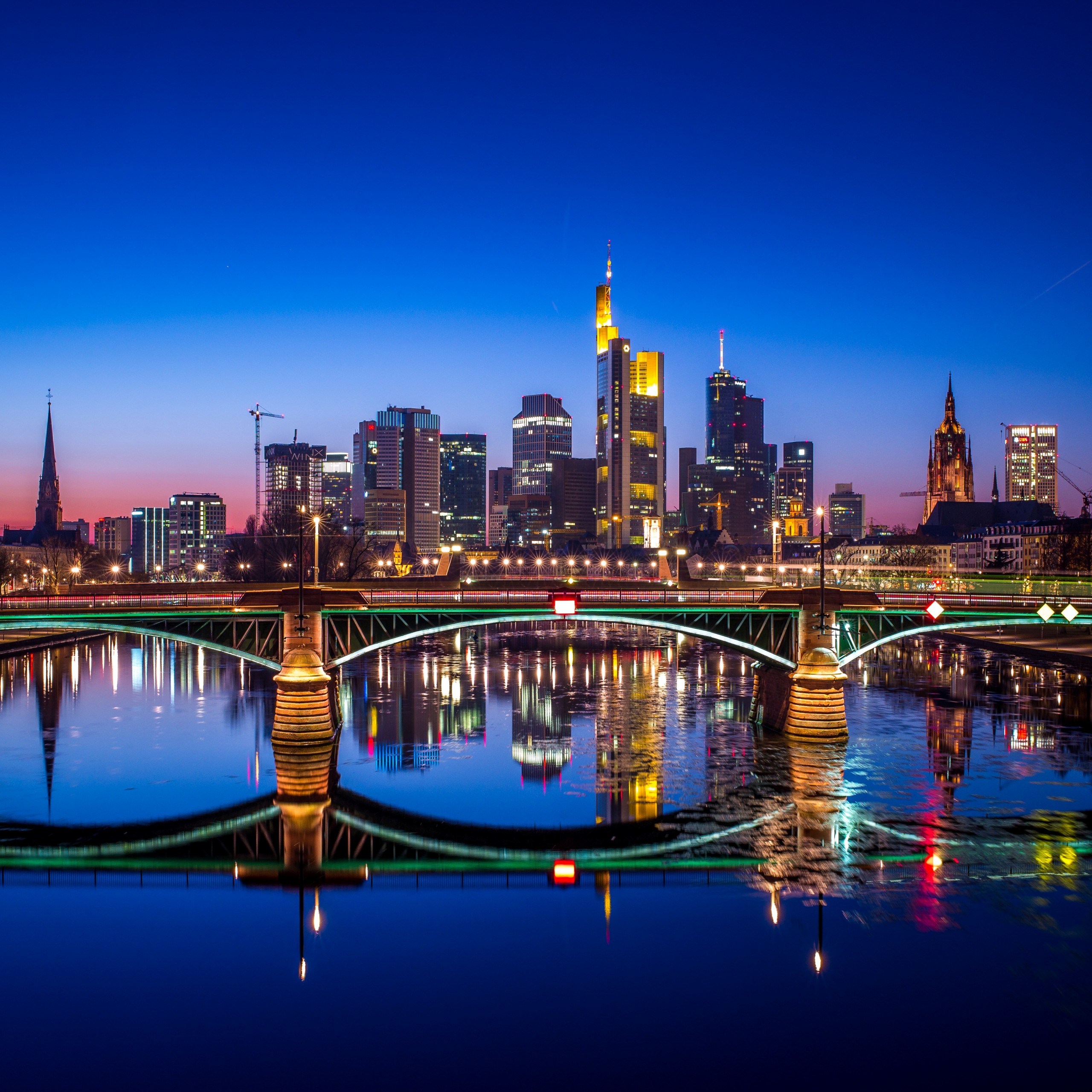 Wallpaper Frankfurt Nightscape Germany Hd 4k World - Germany 4k , HD Wallpaper & Backgrounds