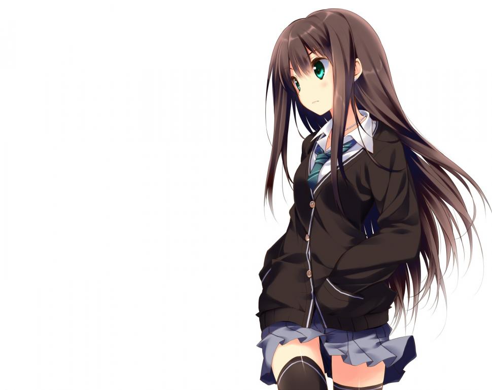 Shibuya Rin, Anime Girls, School Uniform Wallpaper - Long Hair Anime Girl , HD Wallpaper & Backgrounds