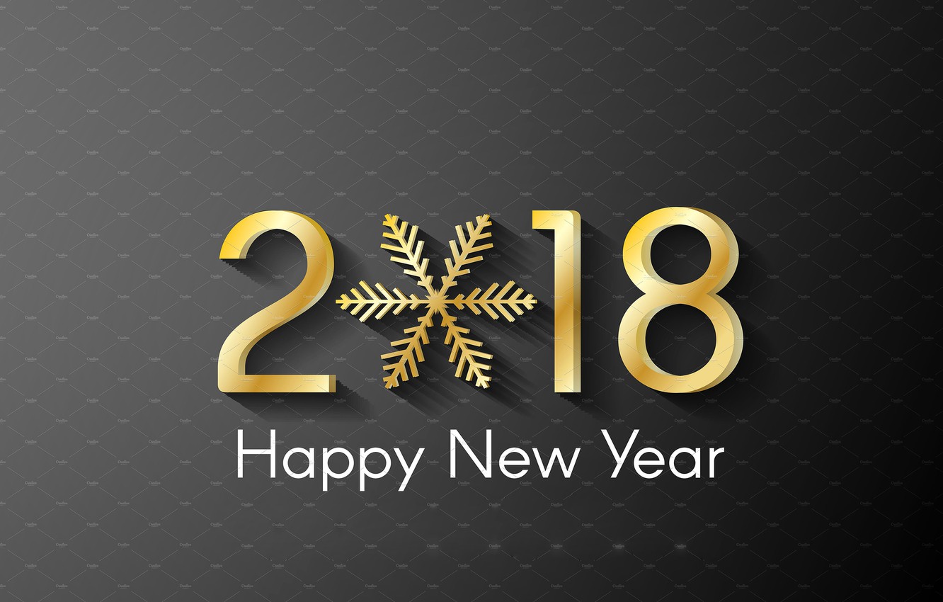Photo Wallpaper New Year, Gold, Happy, Snowflake, 2018, - 2018 Gold , HD Wallpaper & Backgrounds