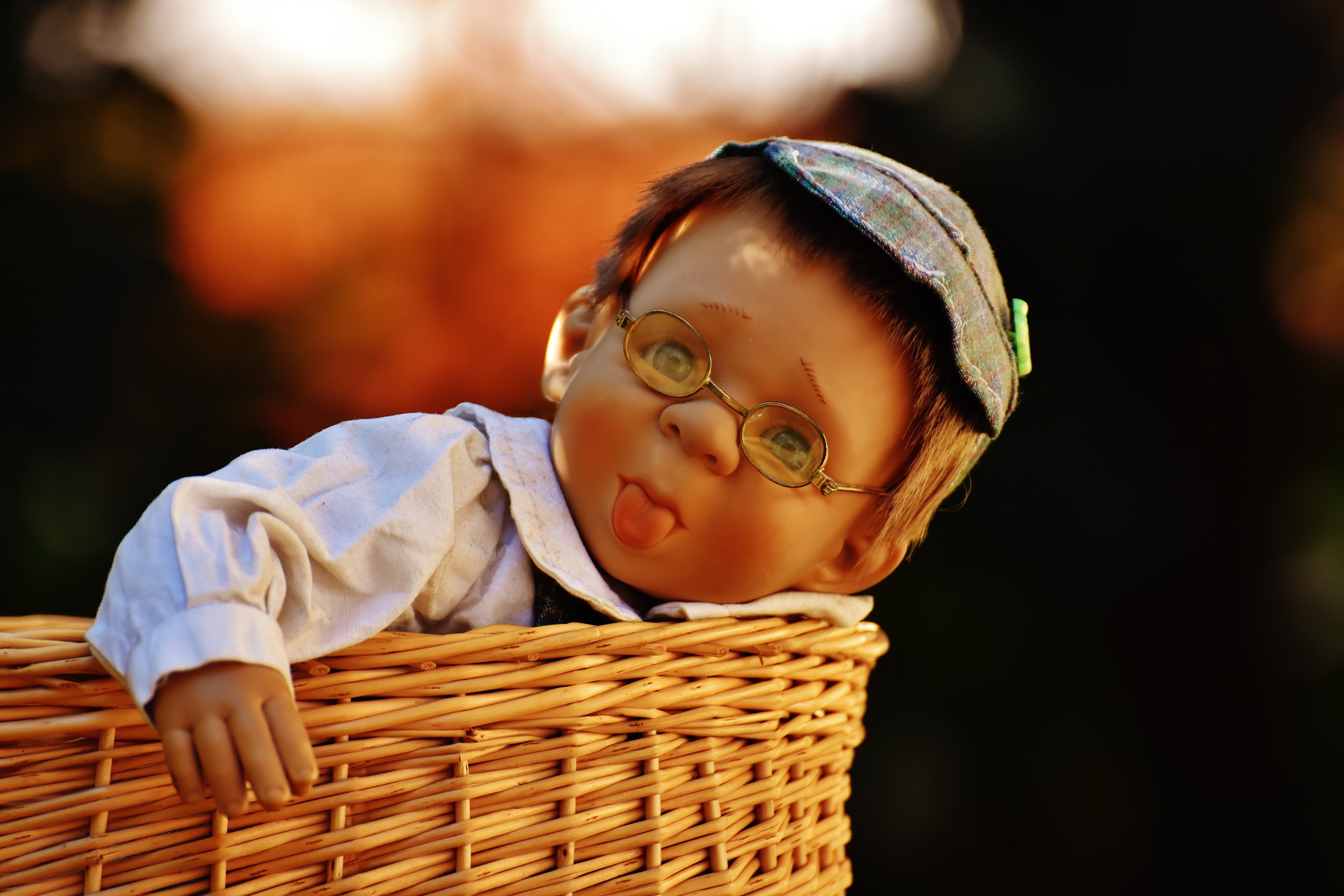 Baby Boy Doll In White Long Sleeve Shirt Wearing Cap - Photographers Images Dolls Boy , HD Wallpaper & Backgrounds