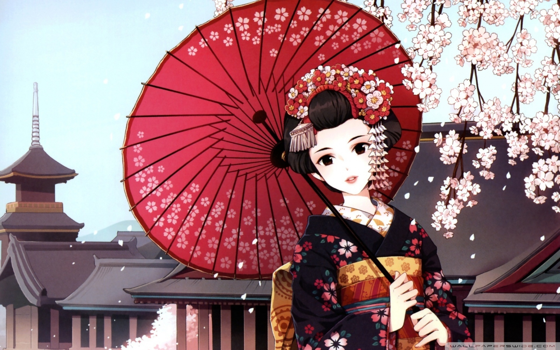 Wide - Geisha Anime , HD Wallpaper & Backgrounds