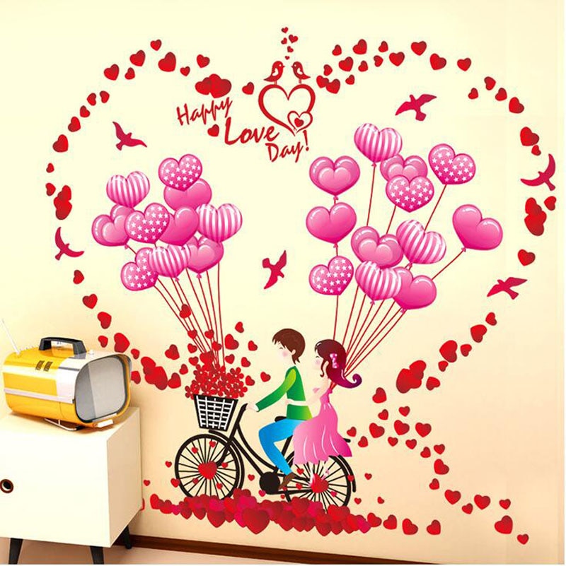 Bicicleta Amor Globos Románticos Amantes Dormitorio - Gambar Wallpaper Cinta Romantis , HD Wallpaper & Backgrounds