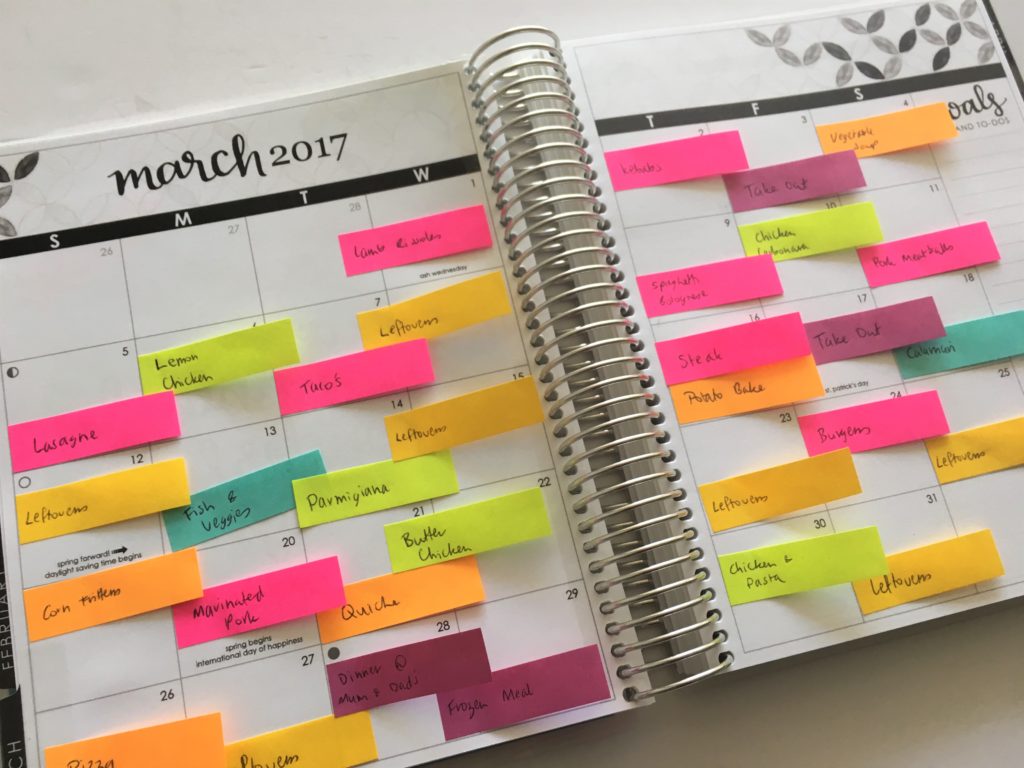 How To Meal Plan Monthly Color Coded Meal Planning - Planner Sticky Notes , HD Wallpaper & Backgrounds