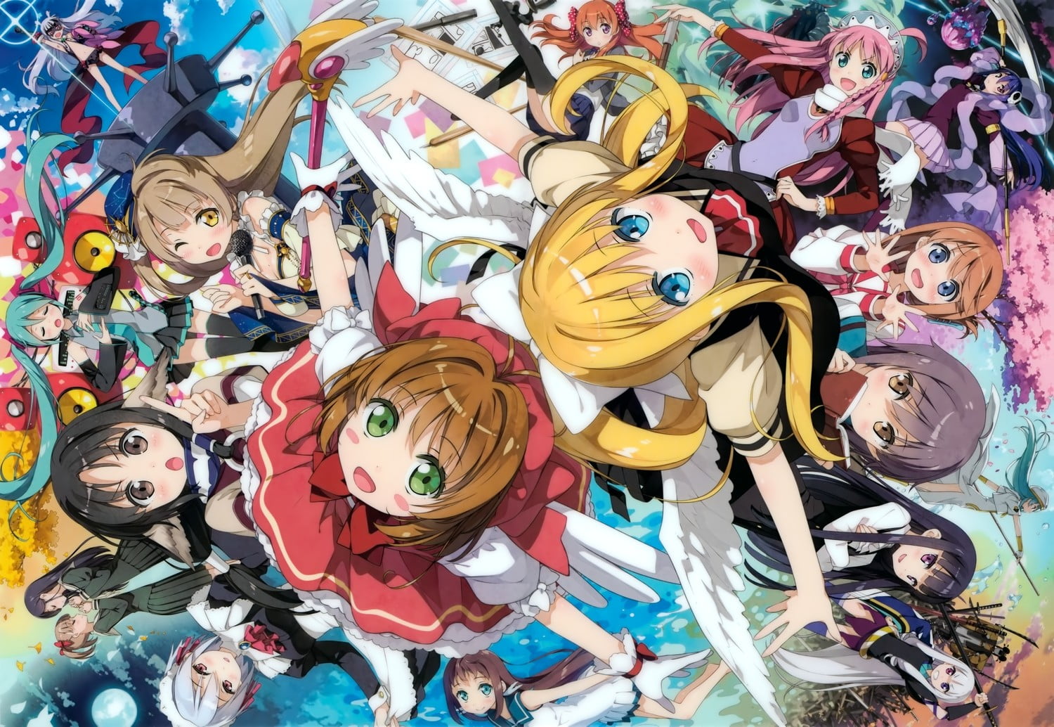 Assorted Anime Chacaters, Nagi No Asukara, Love Live - Kantoku Crossover , HD Wallpaper & Backgrounds