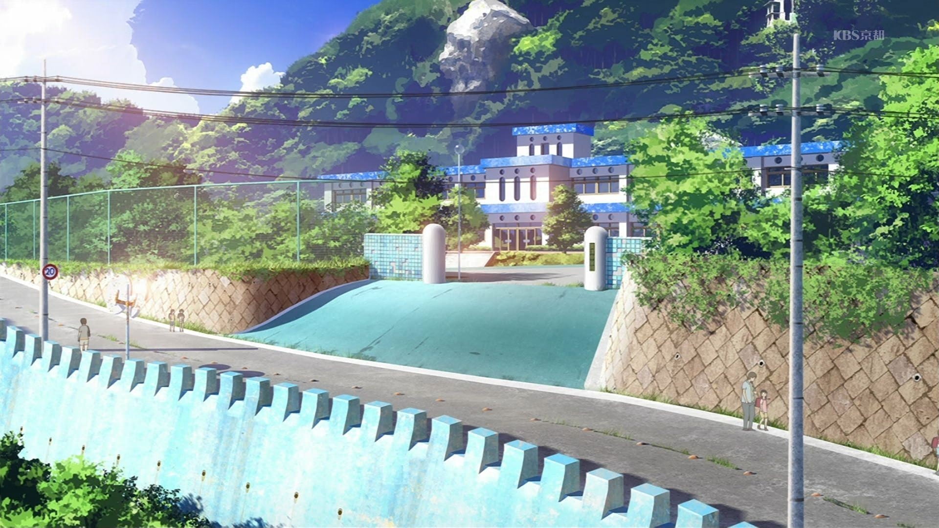 White And Blue House Beside Tree Near Mountain, Nagi - Pool Anime , HD Wallpaper & Backgrounds