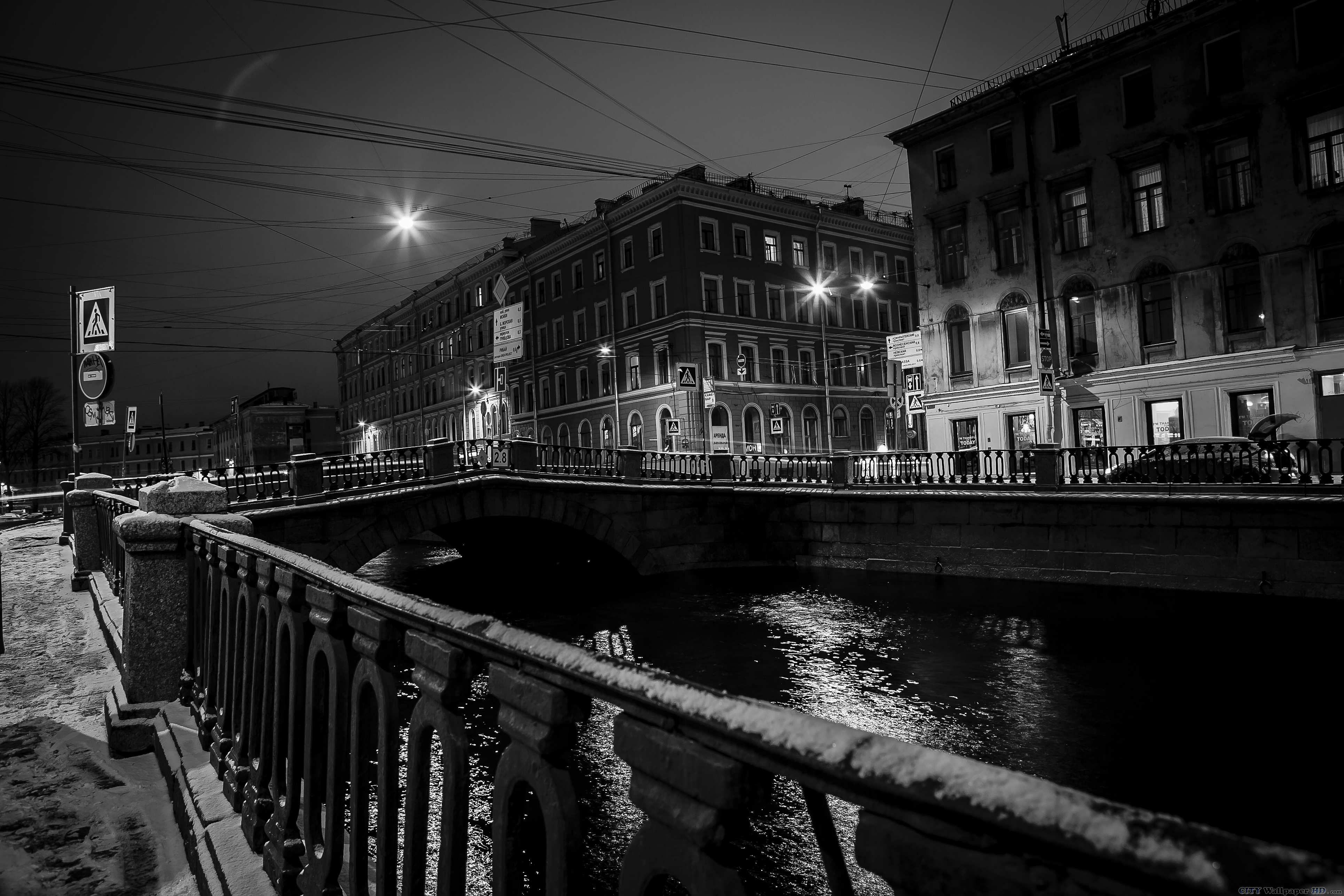Petersburg Black And White Wallpaper - Old Cities At Night Black And White , HD Wallpaper & Backgrounds
