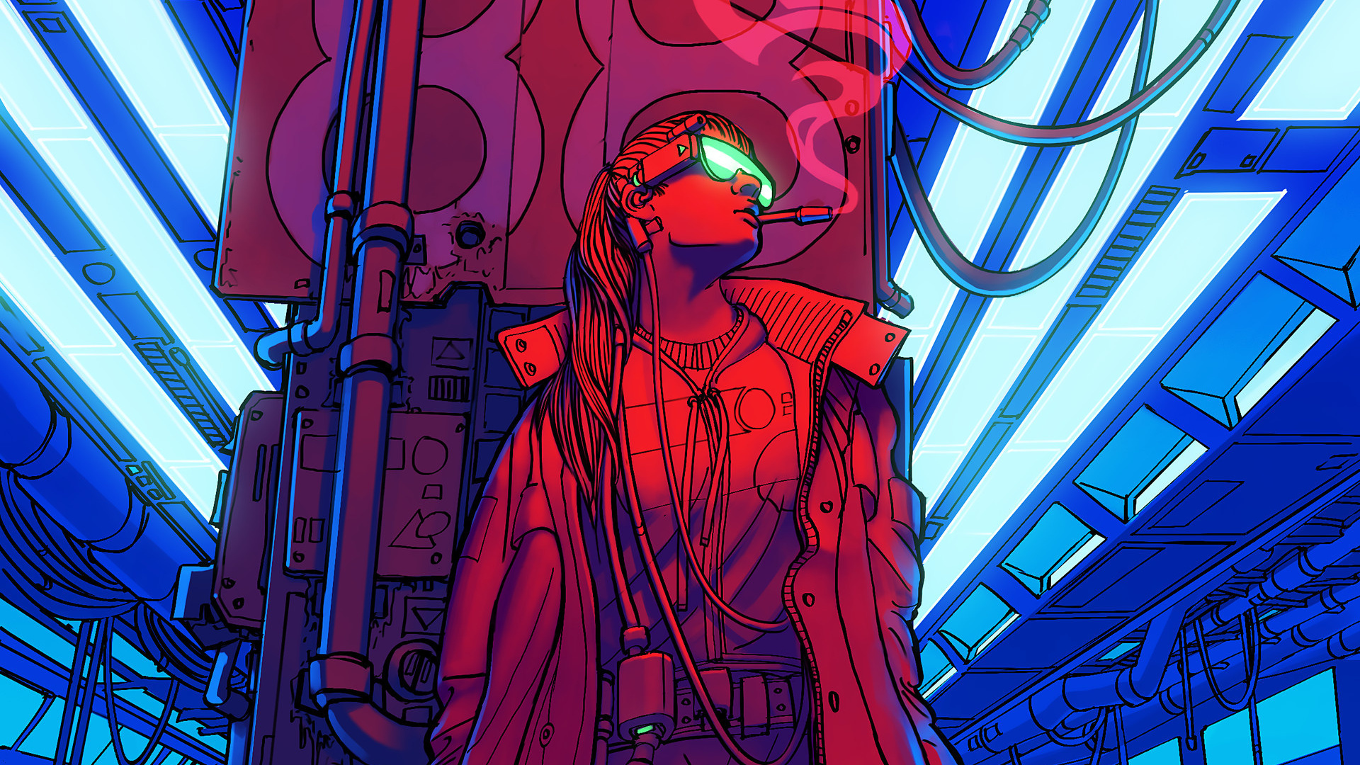 Wallpaper Cyberpunk, Neon, Woman, Fantasy, Smoking - Cyberpunk Forum Avatar , HD Wallpaper & Backgrounds