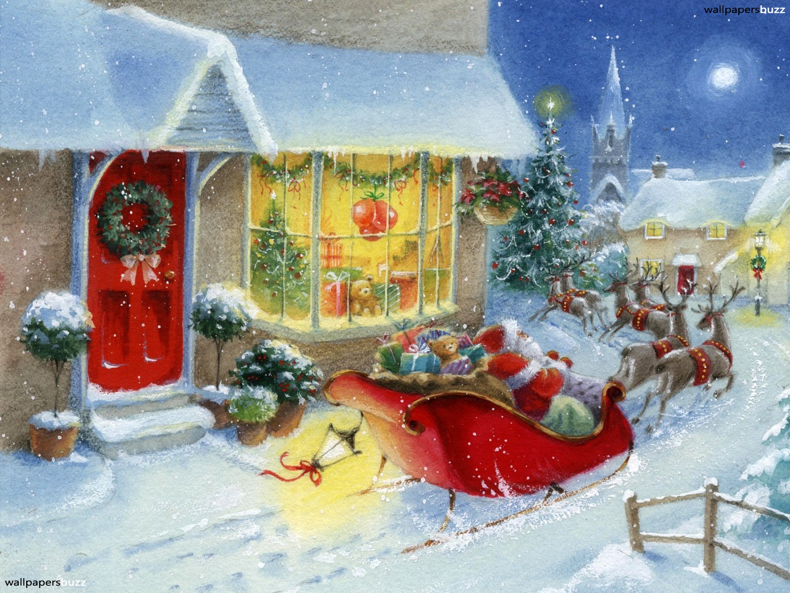 Santa Claus Riding His Sleigh , HD Wallpaper & Backgrounds