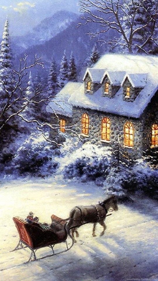 Mobile, Android, Tablet - Thomas Kinkade Christmas Phone , HD Wallpaper & Backgrounds