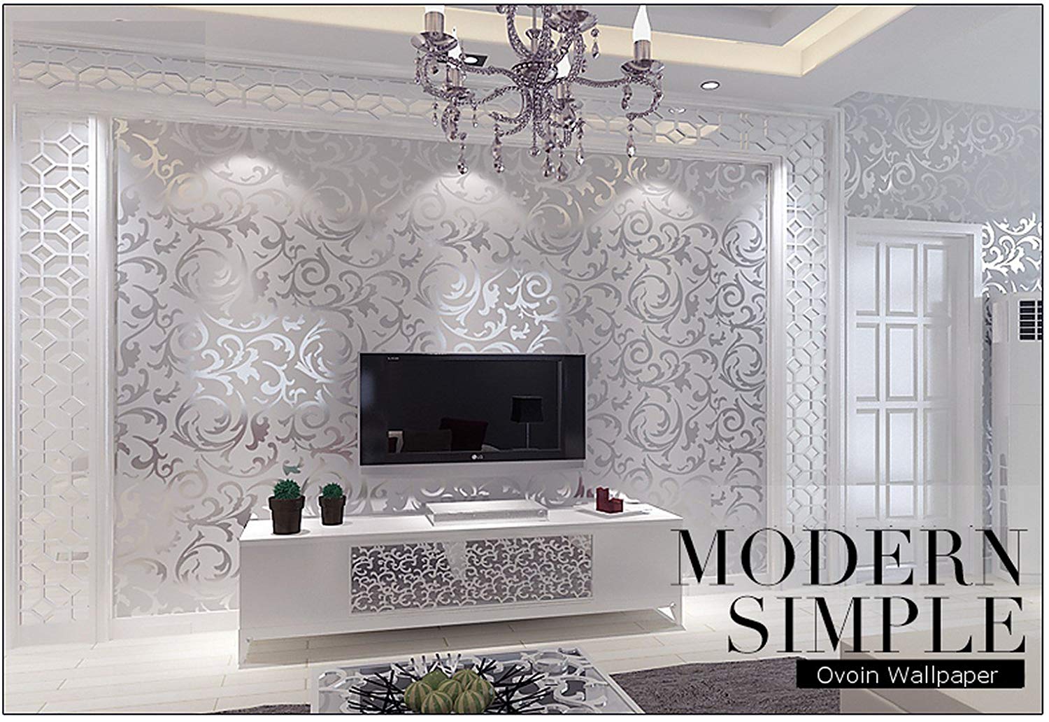 Victorian Damask Wallpaper Silver Leaf Scroll Background - Damask Wallpaper Bedroom , HD Wallpaper & Backgrounds