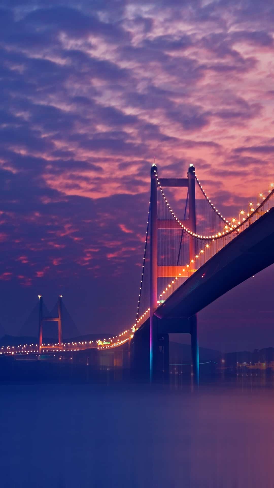 Bridge Night Lights Purple Andro - Iphone Wallpaper Bridge , HD Wallpaper & Backgrounds