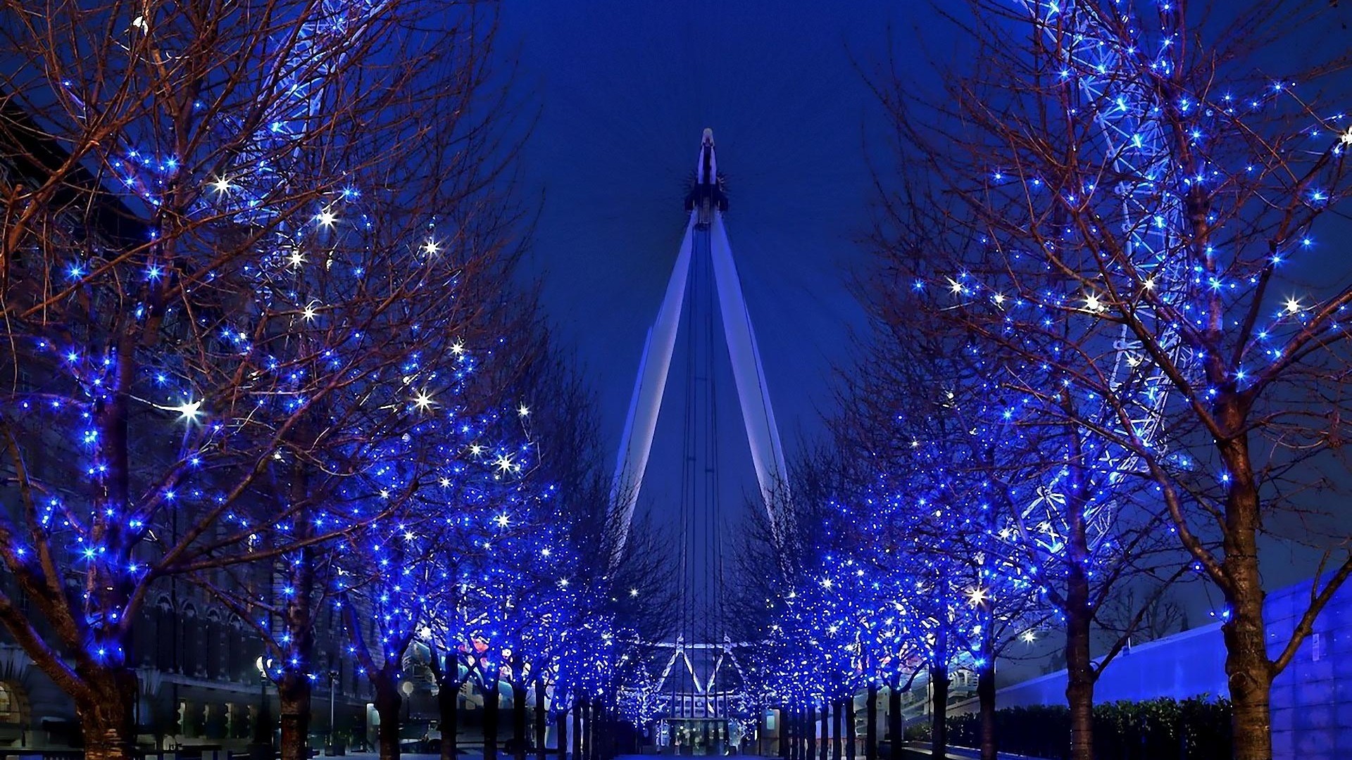 London Eye Night Lights Wallpaper - Night Lights In London , HD Wallpaper & Backgrounds