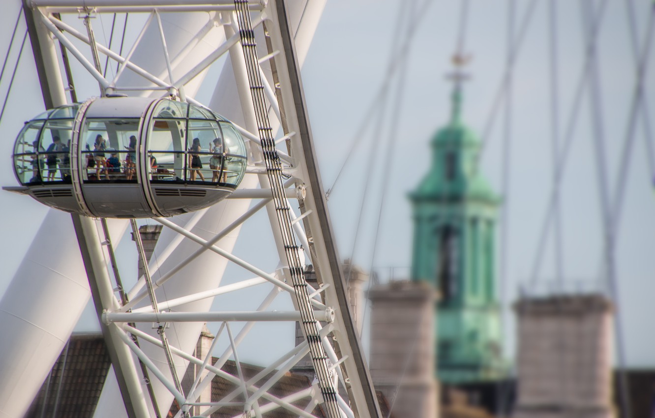 Photo Wallpaper London, London Eye, Sky, People, Architecture - Blur Background Hd Ferris Wheel , HD Wallpaper & Backgrounds