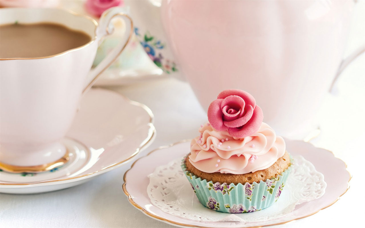 Cupcakes Wallpaper Beautiful Flowers 9 Wallpapers - Cute Afternoon Tea , HD Wallpaper & Backgrounds